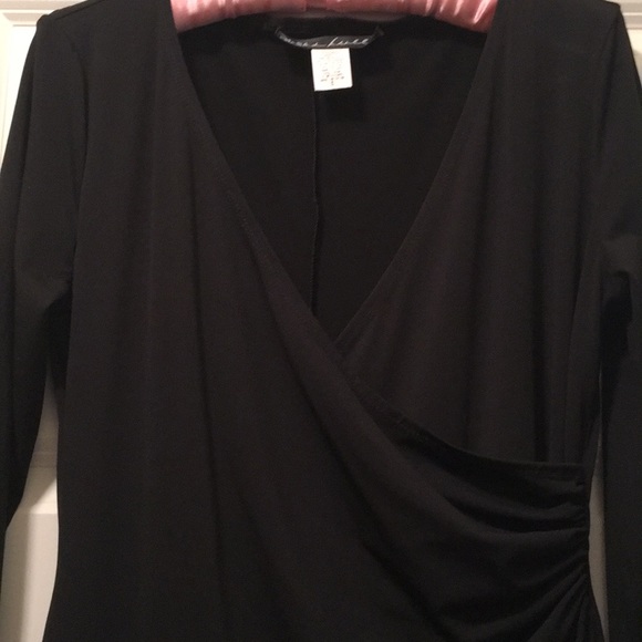 Susan Lucci Black Faux Wrap Dress - Picture 6 of 8